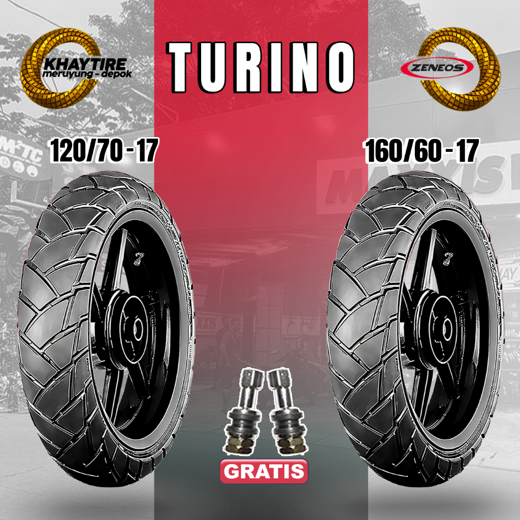 Paket Ban Motor Adventure Touring Zeneos Turino 120/70 + 160/60 Ring 17 Tubeless