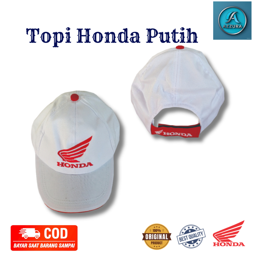 Topi Honda Putih | Topi Mekanik Honda | Topi Honda | Topi Kerja Pria | Topi AHASS | Topi Kerja Putih