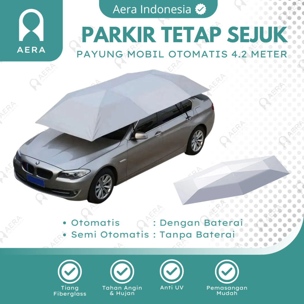 Payung Mobil Atap 4.2 Meter Otomatis dan Semi Otomatis Outdoor |  Payung Mobil Pelindung Panas Atap 