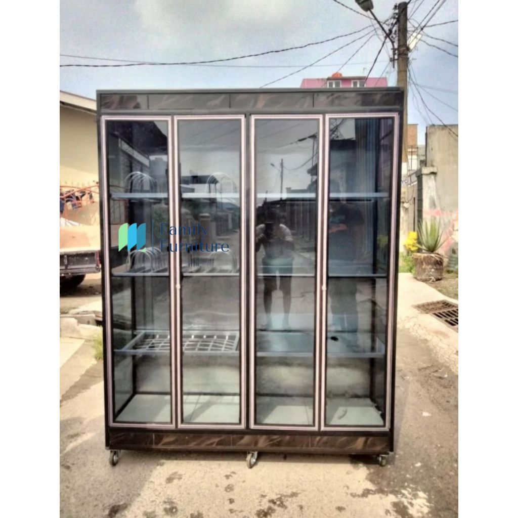 Lemari Rak Piring Tempahan Aluminium 4 Pintu 4 Daun