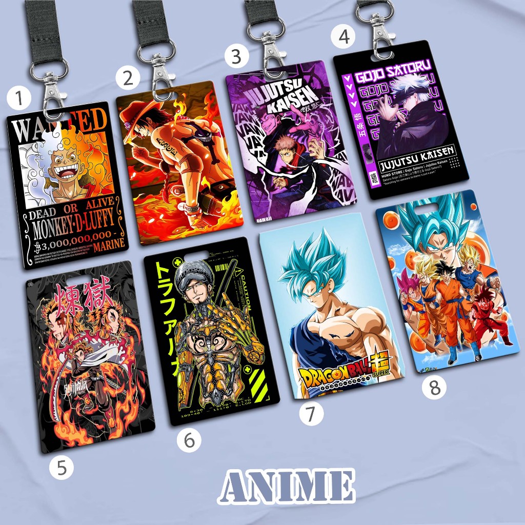 

LANYARD CARD HOLDER Name Tag Motif Anime Kartu E-money Brizzi Flazz MRT Sekolah Kantor