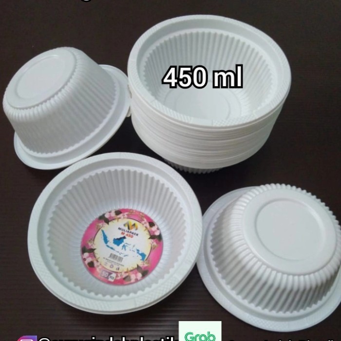 Mangkok Plastik Sekali Pakai 450 ml merk MULIA PACK M 450 ml isi 50 pcs / Mangkok Soto Baso