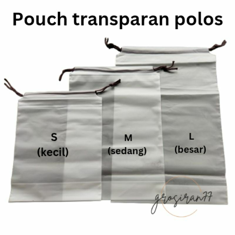 Pouch Serut Transparan Serbaguna / Travel Pouch Organizer Polos Multifungsi