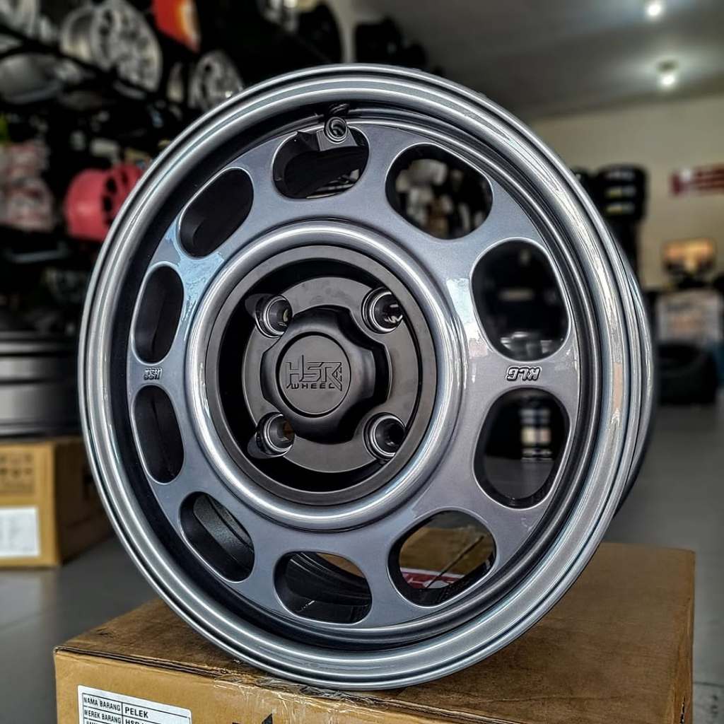 Velg Original Hsr K-L-G Ring 15 Pcd 4x100/114,3 Abu Abu Velg Model Kaleng
