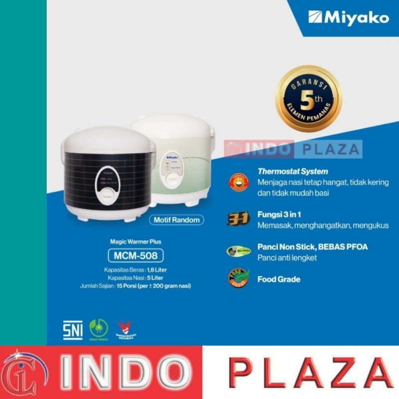 RICE COOKER MIYAKO MCM-508 1.8 Liter 3 in 1 / RICE COOKER MIYAKO MCM-509 1.8 Liter 3 in 1