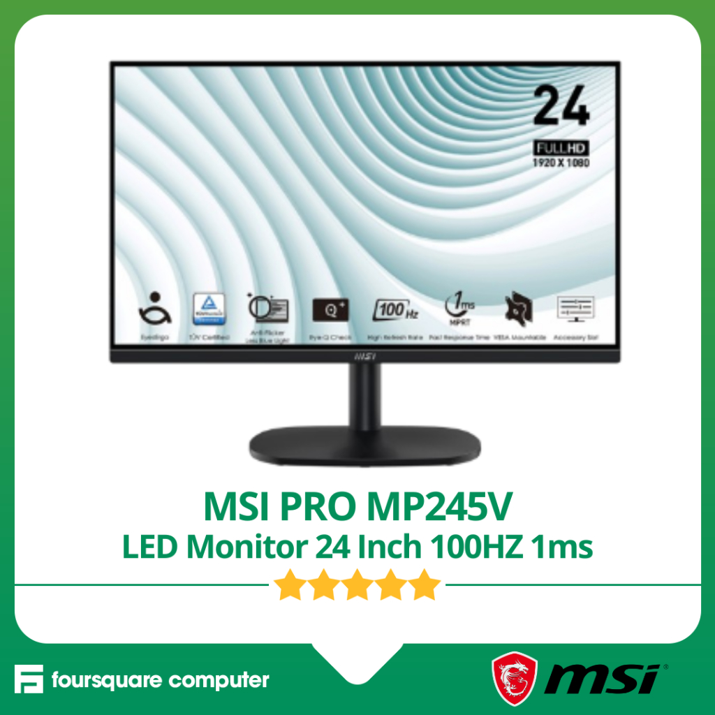 MSI PRO MP245V LED Monitor 24 Inch VA 100Hz 1ms