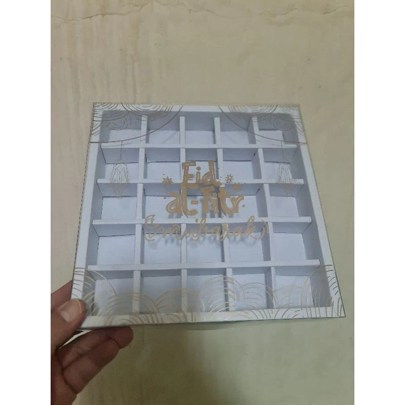 

(5 Pcs) Kardus Kue Nastar Lebaran Tutup Mika Transparant Motif Eid Al Fitr Ukuran 21x21x3 cm
