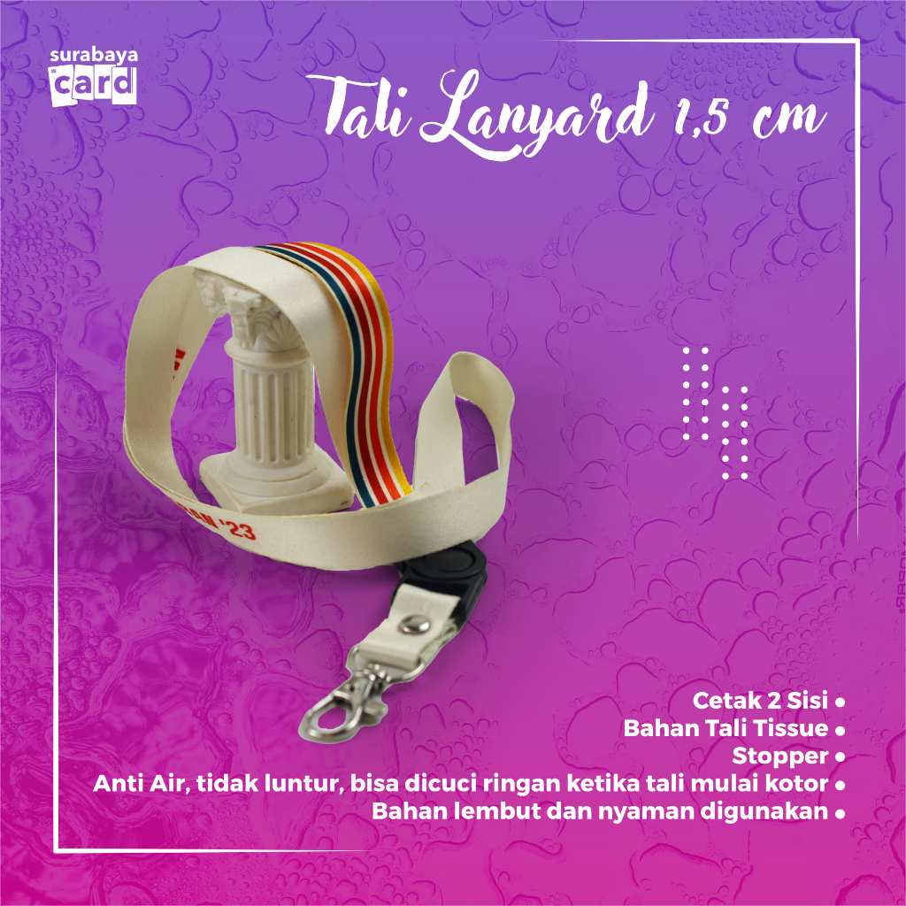 

Cetak Tali Lanyard Sublim Print Ukuran 1,5cm 1 atau 2 sisi Custom Desain Bebas