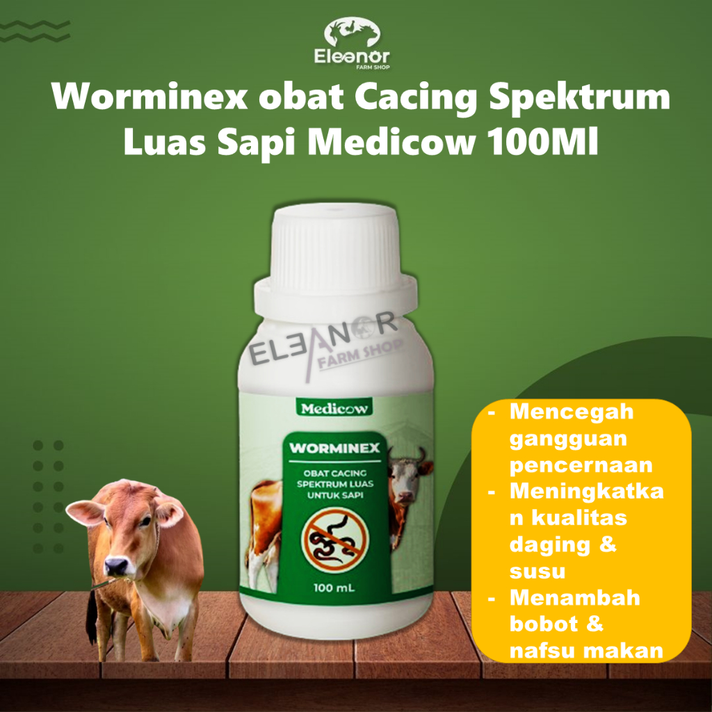 Worminex Obat Cacing Diare Mencret Sapi Kambing Medicow 100Ml Sapi Obat Sapi Cacingan Obat Cacingan