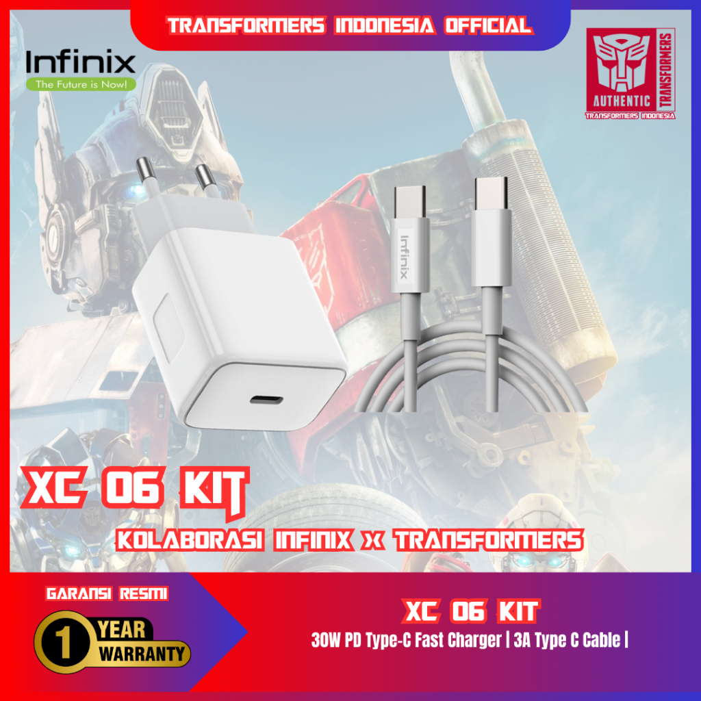 TRANSFORMERS x INFINIX XC06 Charger Kit - 30W Fast Charging Adaptor with 3A Type-C to C Cable