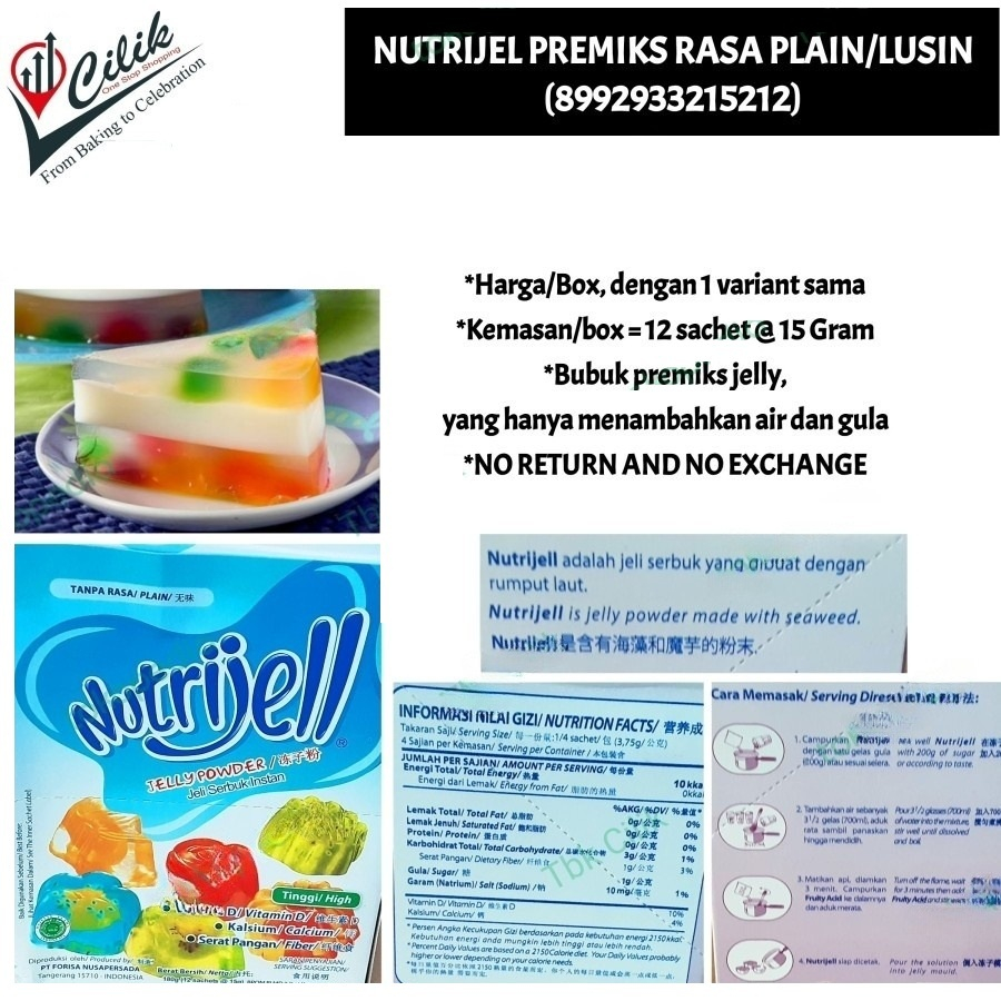 

nutrijel+jeli+instant+premiks+bahan+jeli+rasa+plain+cincau+mangga+strawberry+leci+kurma+es+lilin+topping+minuman