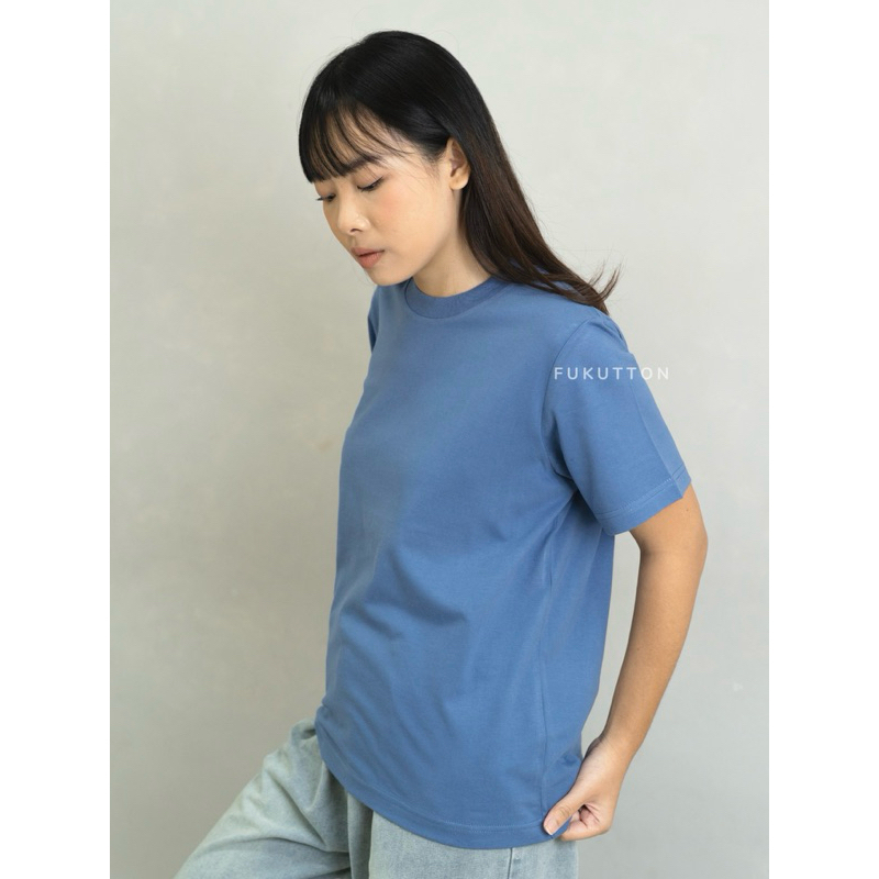 Kaos polos wanita - t-shirt denim blue / biru denim