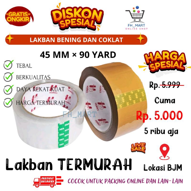 

LAKBAN KUAT BENING/COKLAT 45mm × 90 Yard [MURAH]