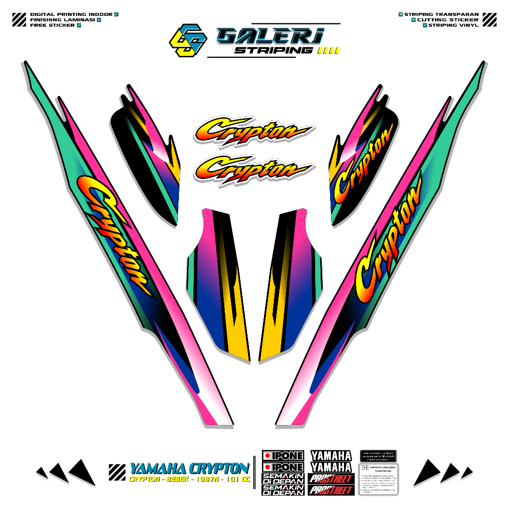 STRIPING YAMAHA CRYPTON MOTIF X6 STICKER CRIPTON 1995 1996 1997 STIKER LIST MOTOR CRYPTON STANDAR