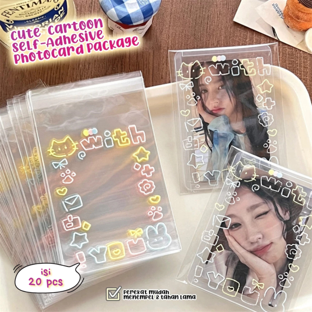 

Joi.Street - Plastic OPP Photocard Packing Motif Kartun, Plastik Kemasan Photo Card Kartu Kpop Pokemon Card Motif dengan Perekat, Self-Adhesive Plastic Bag