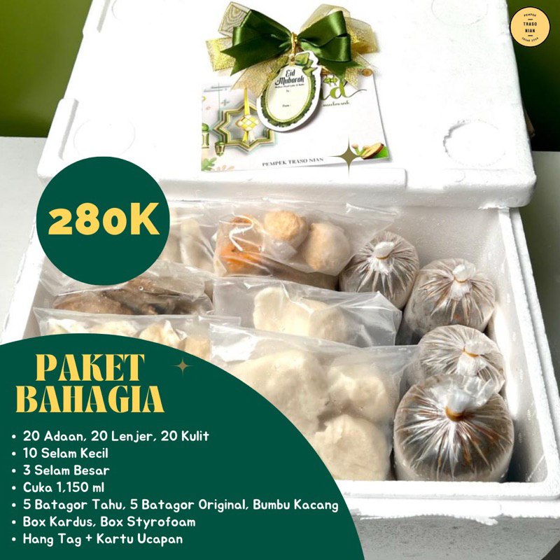

Hampers Lebaran Idul Fitri Ramadhan Pempek Palembang Traso Nian - PAKET BAHAGIA ( 73 pcs Pempek + 10 pcs Batagor )