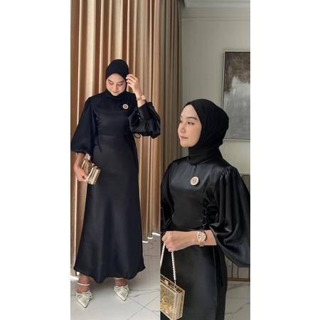 Mila dress muslim korea satin - Gamis kondangan Gamis bridesmaid muslim Gaun pesta