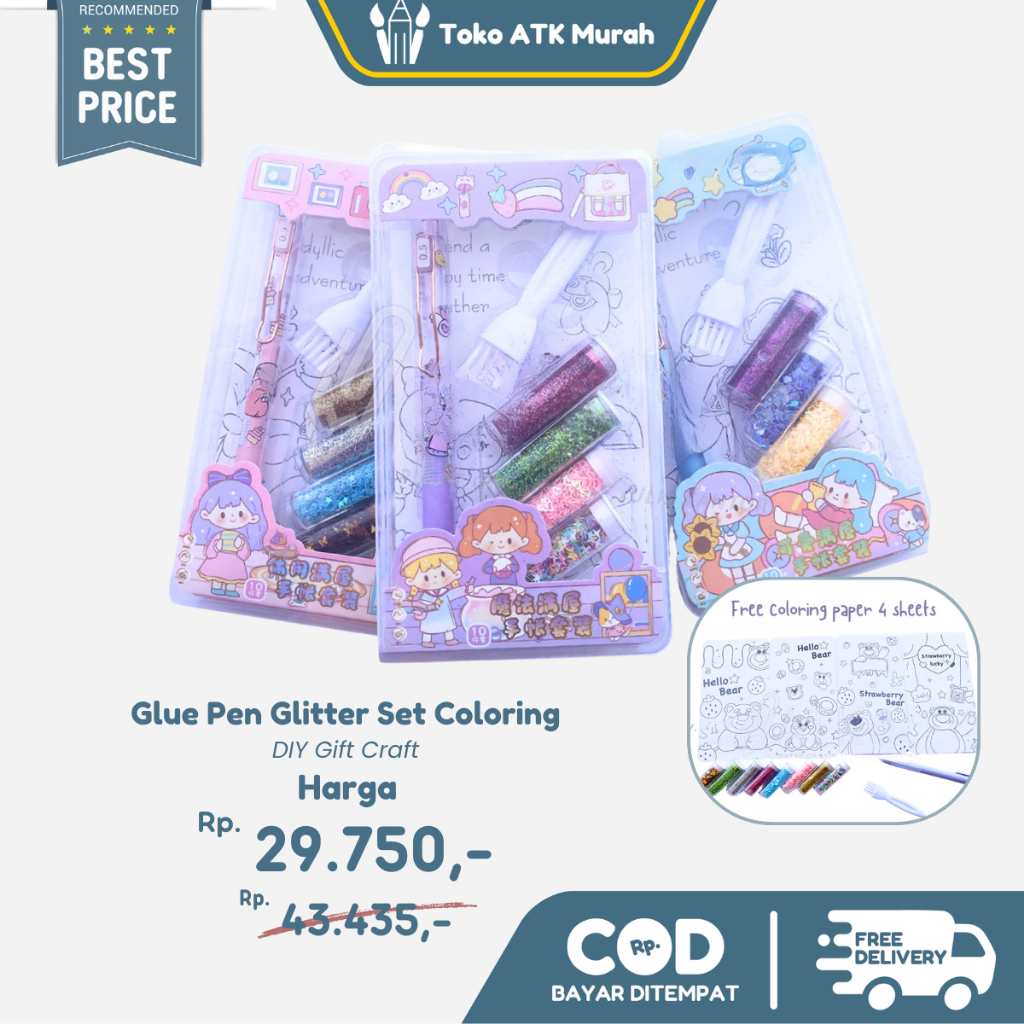 

DIY Glue Pen Glitter Gel Set Coloring Jurnal Lem Pena Gift Craft