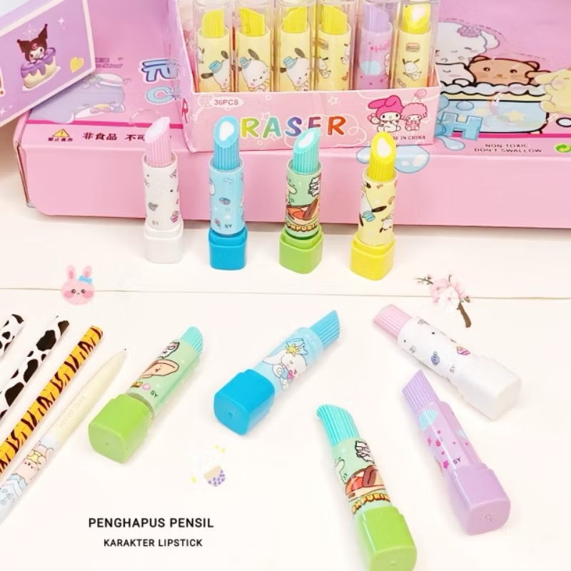 

Penghapus Pensil Lipstik Karakter Kartun Lucu Imut Stip Pensil Anak Hapusan