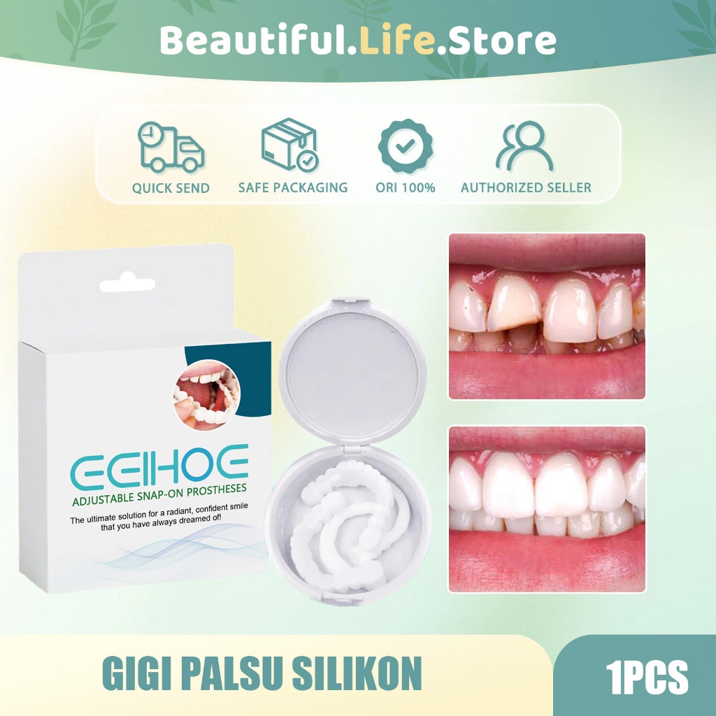 【Ready Stock】EELHOE Gigi Palsu Silikon Gigi Palsu Instan Adjustable Snap-On Prostheses/Gigi Palsu Sn
