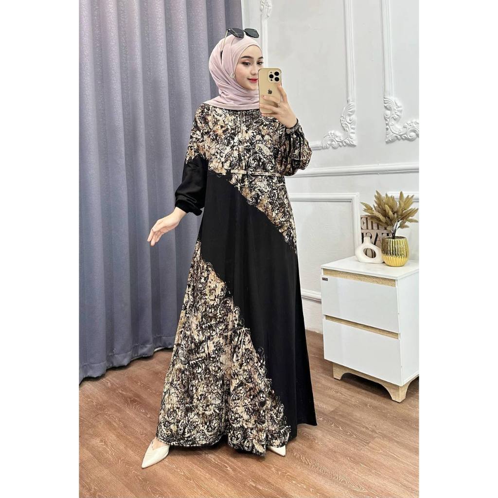 CUCI GUDANG Adam Fashion - Terbaru Gamis twill rayon premium ori pekalongan cap malaman Home Dress