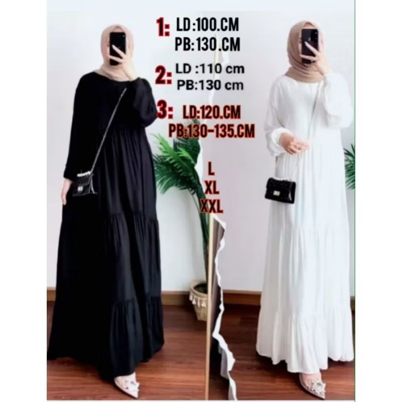 Gamis Hanum Bahan Rayon gamis susun / Gamis Putih / Dress wanita friendly busui gamis lebaran