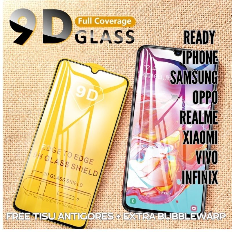 ANTIGORES 9D FULL LAYAR UNTUK SEGALA TYPE OPPO BENING FULL PELINDUNG LAYAR