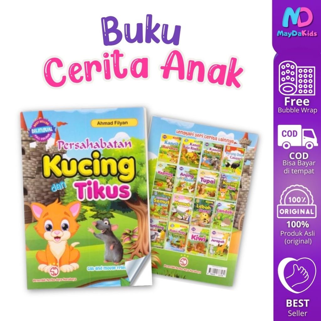 Buku Cerita Anak Bergambar Buku Dongeng Anak Cerita Binatang Lengkap Bilingual Full Colour : Persaha