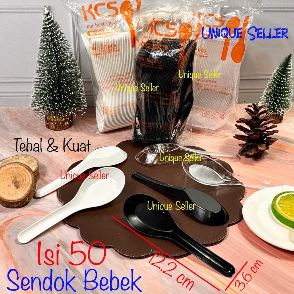 [Isi50] Sendok Bebek Plastik Besar KCS Hitam Putih Bening / Sendok Makan Bebek