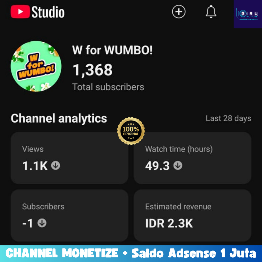CHANNEL YOUTUBE MONETISASI + PIN ADSENSE SALDO 1 JUTA