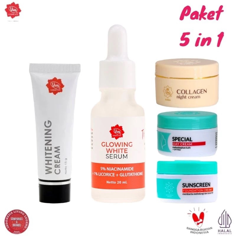 DELSTOREPKU- VIVA Paket Glowing | Paket Flek Glowing Serum Viva Bpom