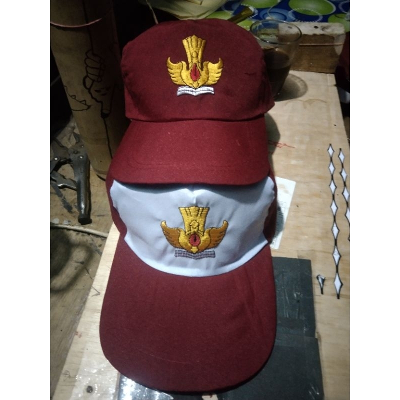 topi sekolah sd merah putih untuk cowok cewek