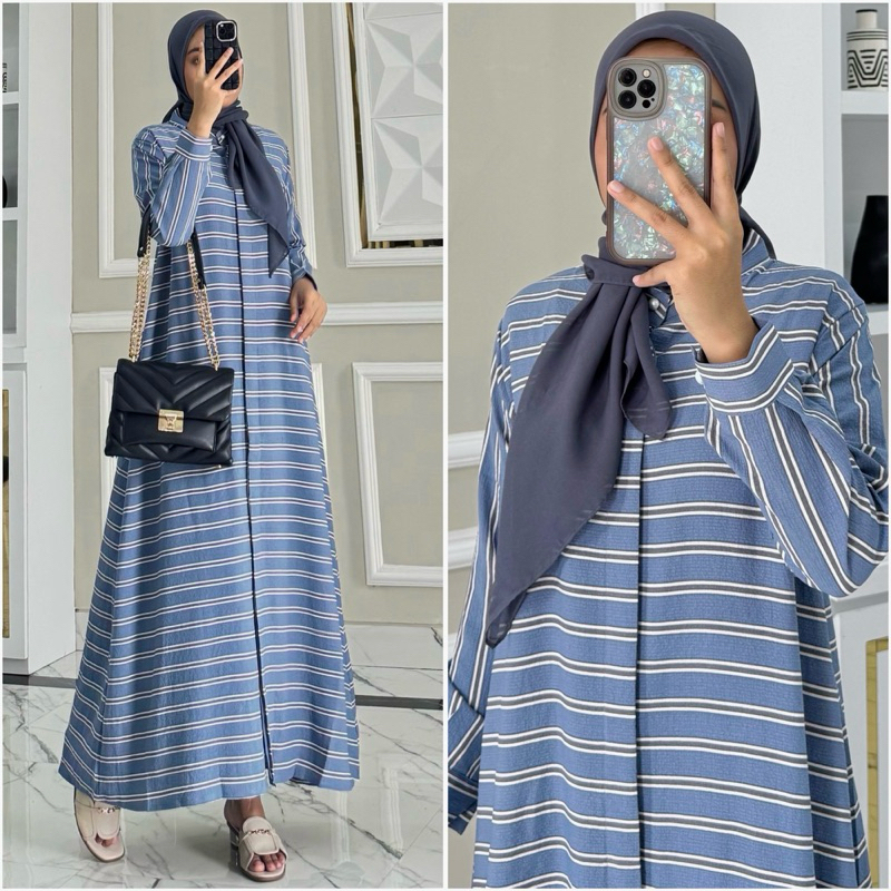 AYSILA dress by ZALFA OUTFIT / Gamis crincle motif full kancing
