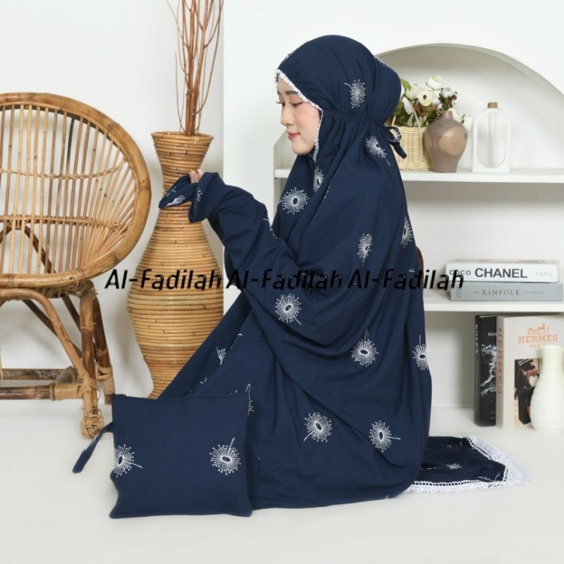 Al-Fadilah Mukena Terusan Dewasa Katun Premium Bordir Serambut Mukena Lajuran Jumbo