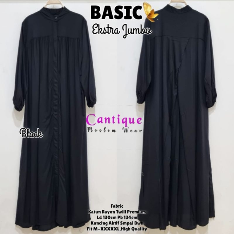 LD 130 Gamis Muslim Jumbo Kancing XXXL Katun Rayon Polos BASIC EKSTRA JUMBO