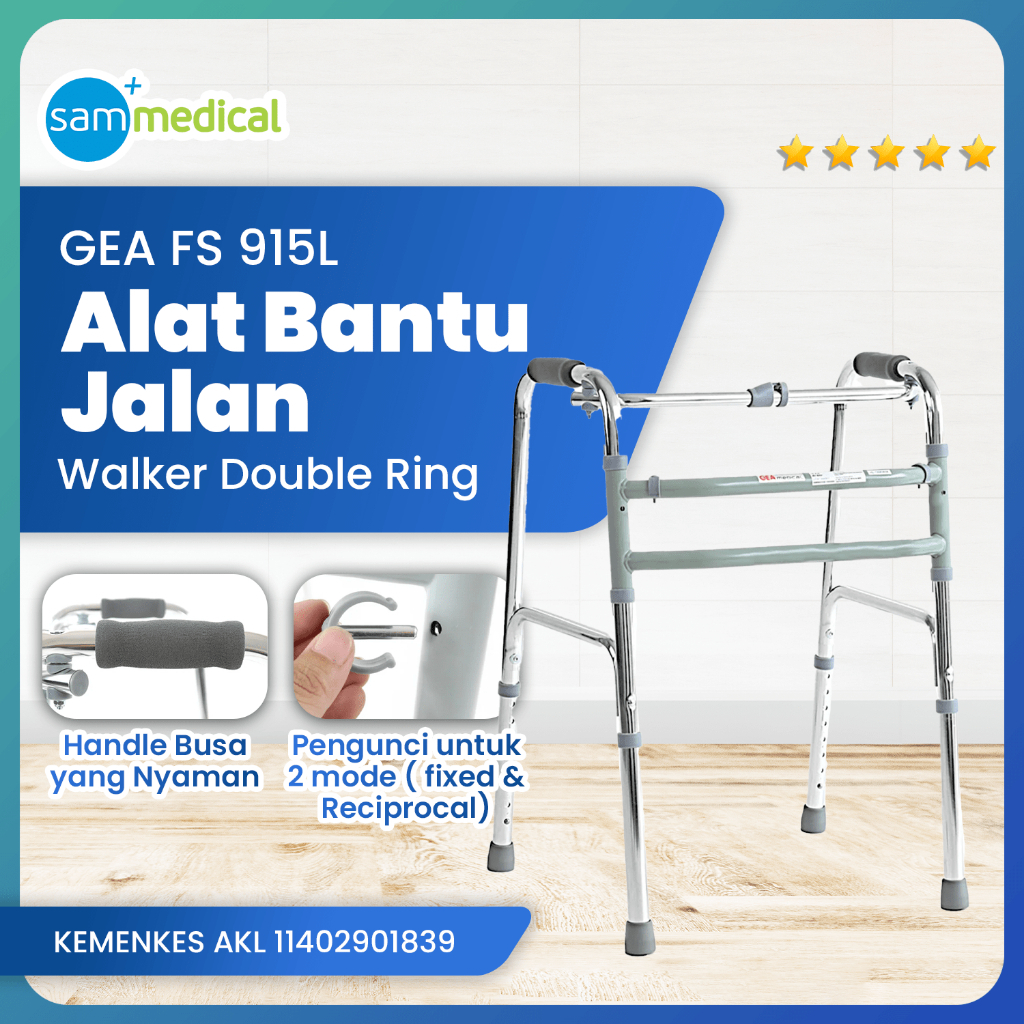 GEA Walker Double Ring - FS 915L / Alat Bantu Jalan Lansia / Walker Jemuran / Walker Lipat