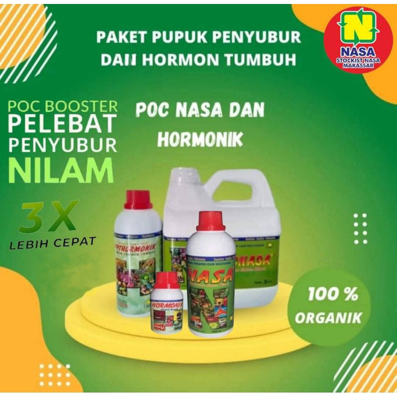 PUPUK NILAM PENYUBUR, PELEBAT DAUN NILAM POC NASA 500cc DAN HORMONIK 100cc