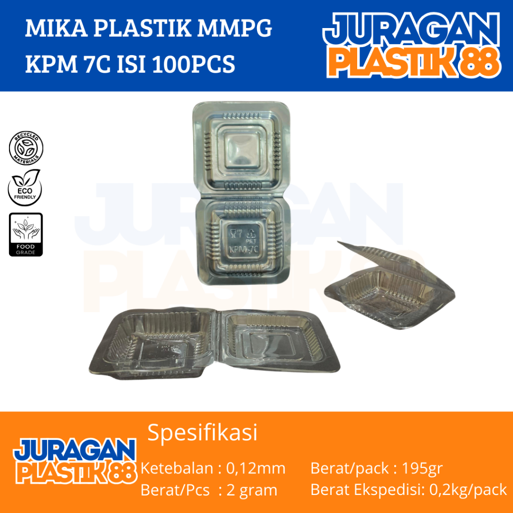 100pcs Mika Plastik Weetan KPM 7C | Mika Kue Makanan Uk 7C Ukuran dalam 6cm x 6cm Tinggi 2,5cm harga