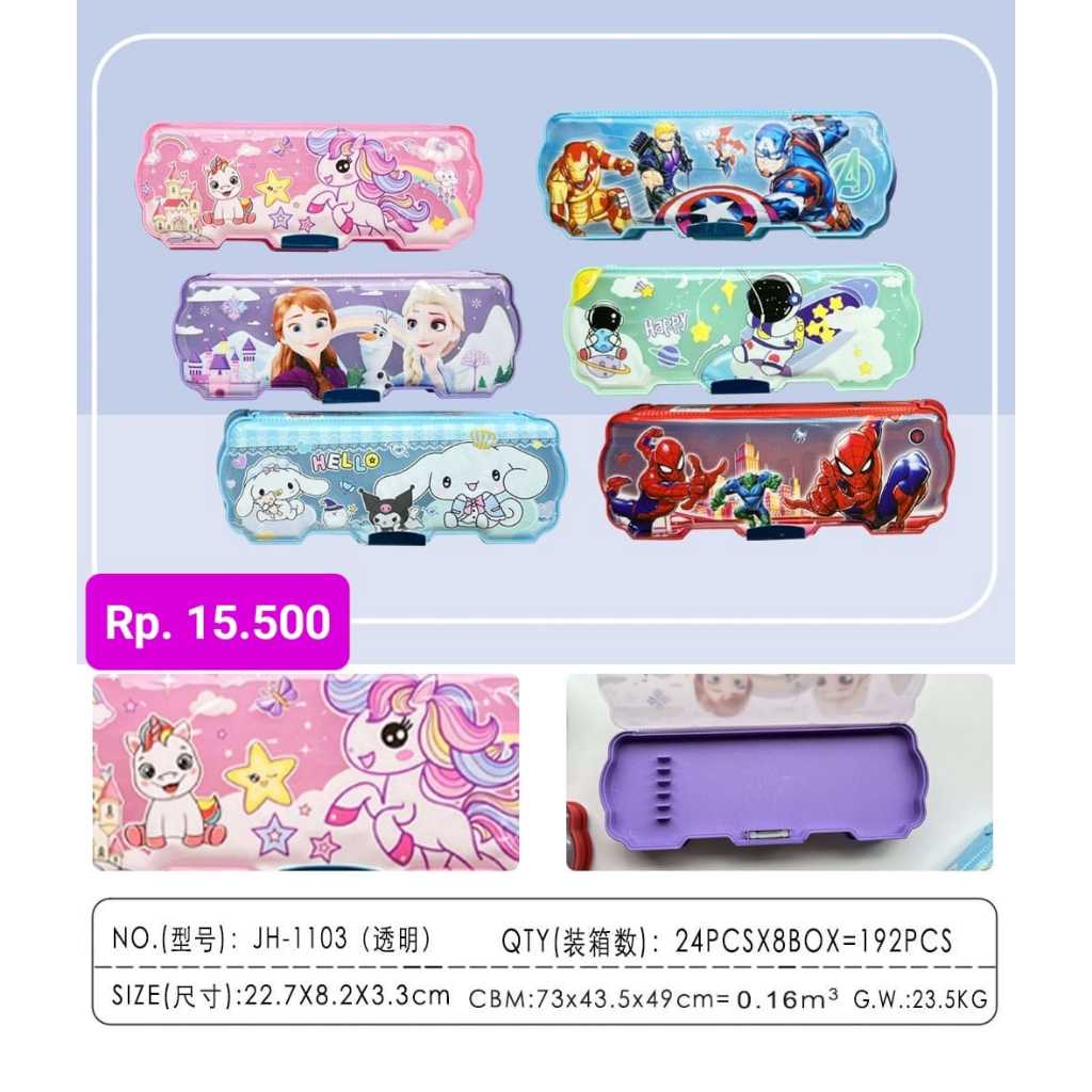 

1pcs Kotak Pensil Tempat Pensil Anak Magnet Dua Sisi + Rautan Banyak Karakter (jh1103)