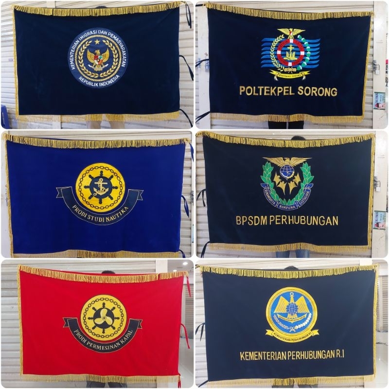 Custom Bendera Pataka Bordir | Bendera Ruangan | Bendera Panji Ukuran 100 x 150 cm