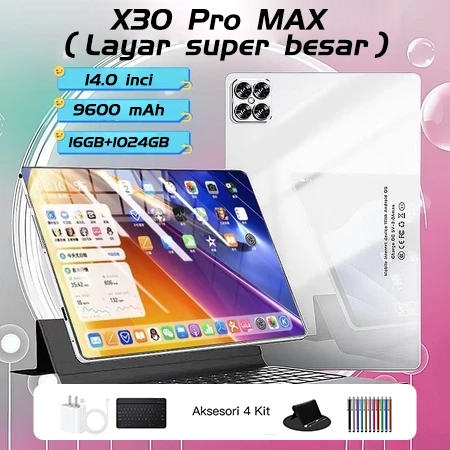 Tablet Android X30 Pro MAX Large screen 14.0 inch Kapasitas besar RAM 16GB + ROM 1TB |  tablet andro