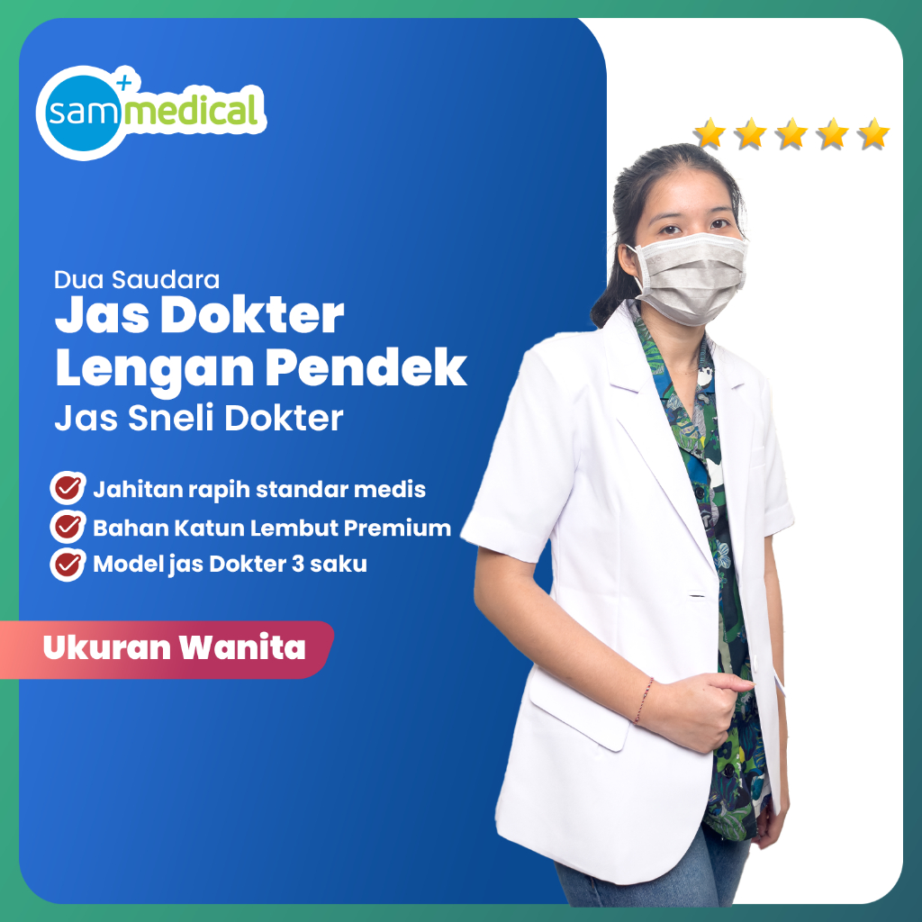 Dua Saudara Jas Dokter Wanita Lengan Pendek / Sneli Snelli Perempuan Tangan Pendek / Jas KOAS