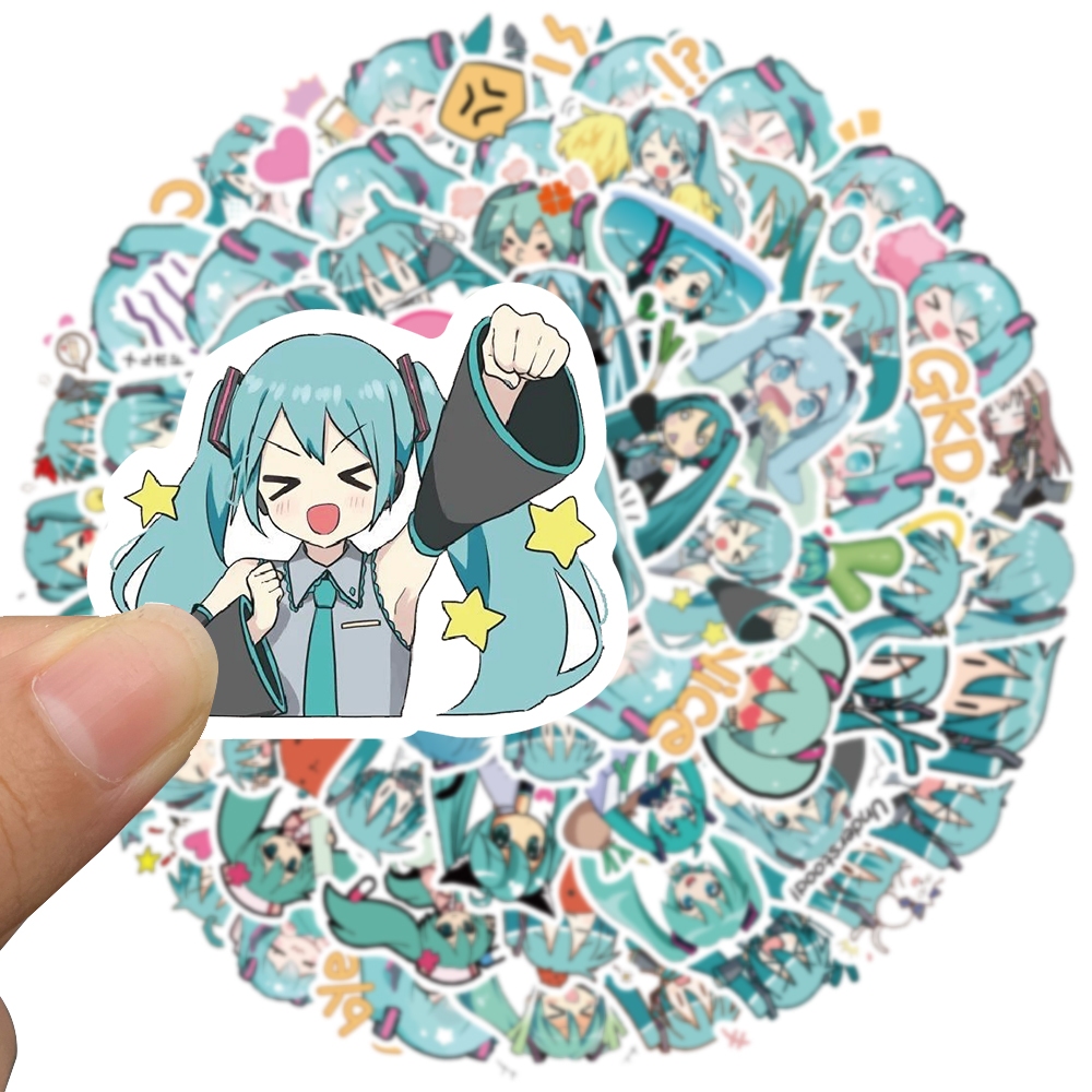 

[65PCS]Stiker Pack Lucu Hatsune Miku Stiker Vinyl Anti Air-Sticker Aesthetic Buku Casing HP Laptop Helm Motor