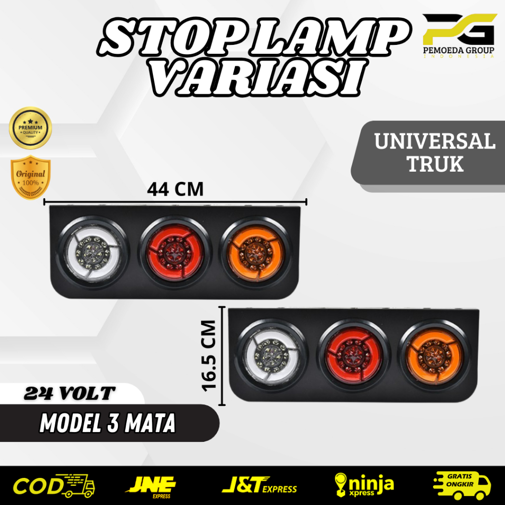 [BISA COD] Lampu Belakang TRUK Variasi Model LED BULAT 3 MATA 24 VOLT 46CM / 33CM 1 SET Kiri dan Kan