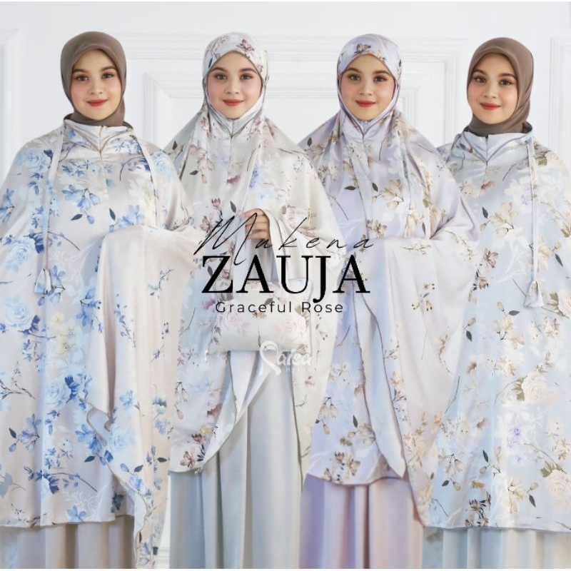 ZAUJA MUKENA SILK MOTIF ROSE/MUKENA SATIN SILK RENDA MOTIF TERBARU ORIGINAL RAISA HIJAB/MUKENA LEBAR