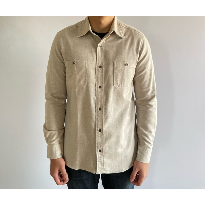 Landman Long Sleeve Flannel Shirt “Light Cream”