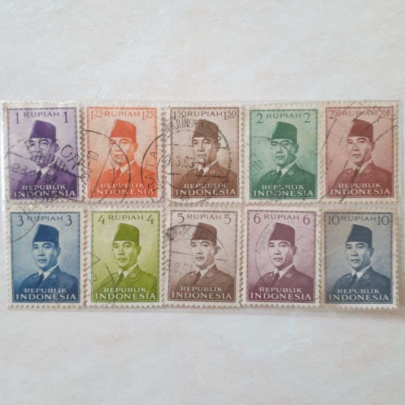 

(A) Perangko Indonesia Presiden Soekarno Tahun 1951 set 10pcs
