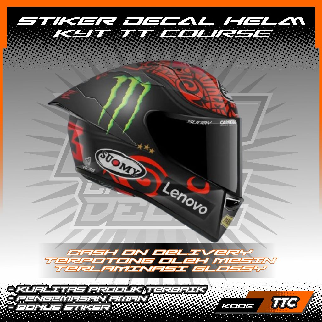 STIKER DECAL HELM KYT TT COURSE MOTIF PECCO BAGNAIA GRAND PRIX QATAR 2024 | DECAL HELM | DECAL STIKE