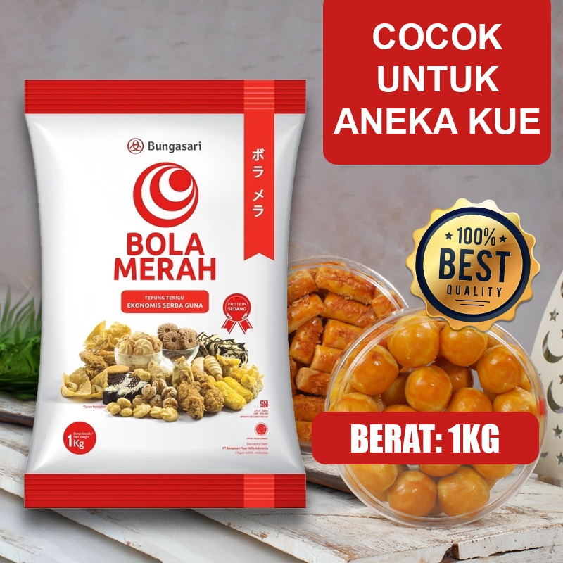 

Tepung Terigu Bungasari Bola Salju Bola Merah Cocok Untuk Aneka Kue Kering dan Basah Kemasan 1Kg