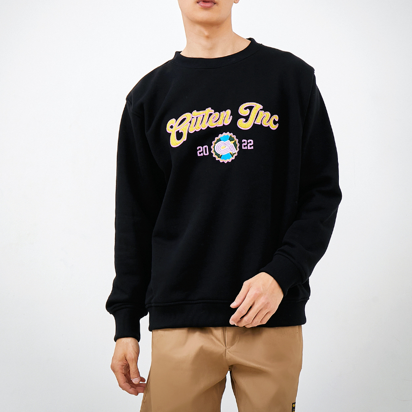 Guten Inc - Sweater Crewneck Embroidery Swirl Black